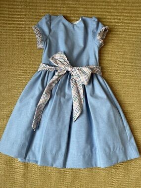 Bailey boys blue dress with plaid bow size 5